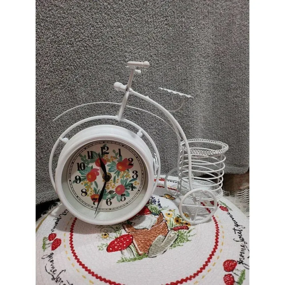 Table Bike‎ Clock Desk Clock Desktop Metal Clock for Office Bedroom Silent